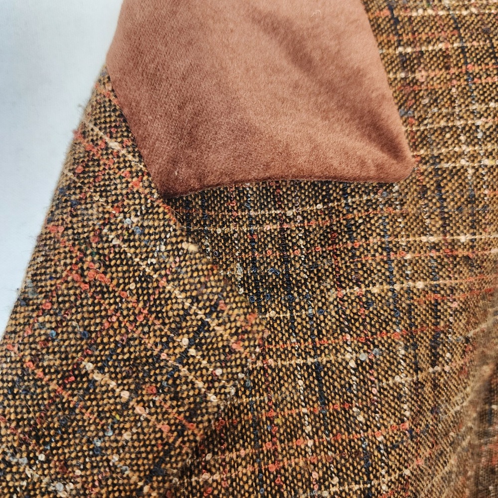 Le Suit 2pc Tweed Skirt Suit Set Women 14 Brown Rust Velvet Business Office Work - Picture 3 of 16